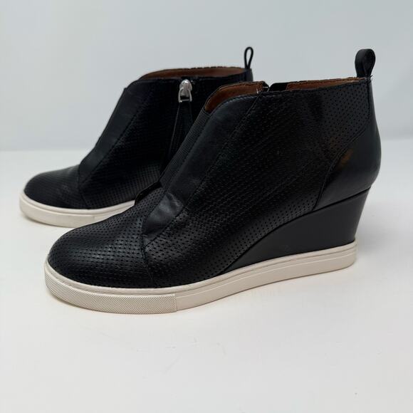 Linea Paolo Platform Wedges Women's 7 Black Leather Felicia Booties EUC - Picture 3 of 10